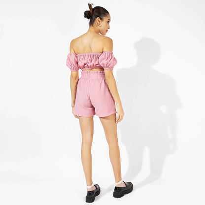 Salmon Pink Solid Co-Ord Set