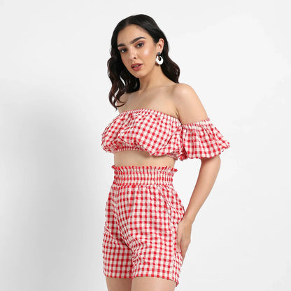 Women's Red Gingham Co-Ord Set