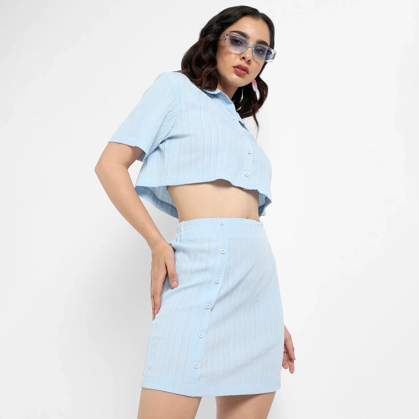 Solid Light Blue Co-Ord Set