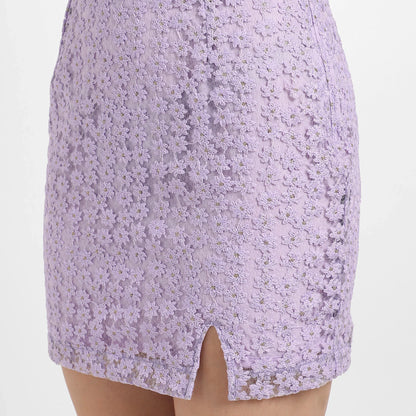 Lavender Cropped Self-Design Co-Ord Set