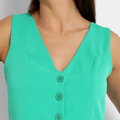 Women's Aqua Green Chic Vest Co-Ord Set