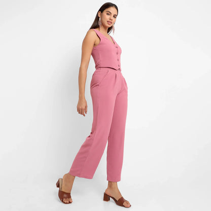 Women's Salmon PInk Chic Vest Co-Ord Set