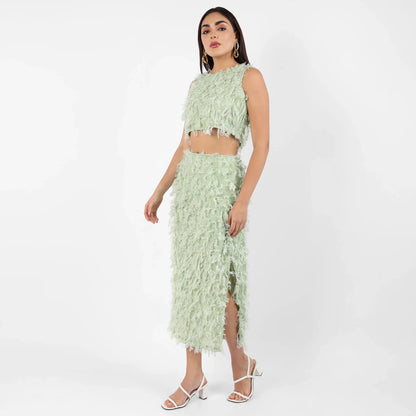 Sage Green Tassel Crop Co-Ords