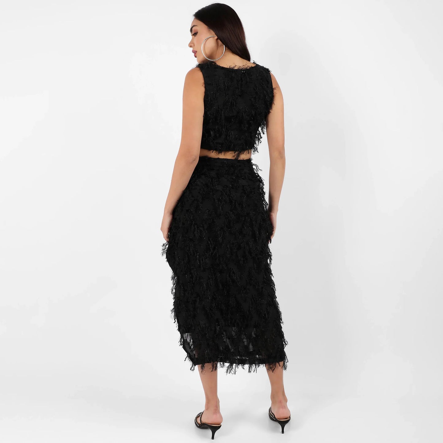 Jet Black Tassel Crop Co-Ords