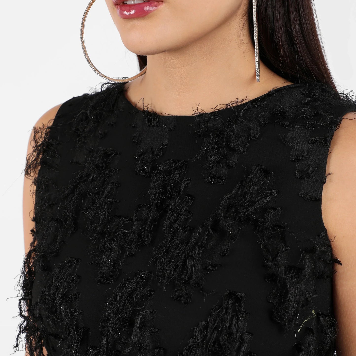 Jet Black Tassel Crop Co-Ords