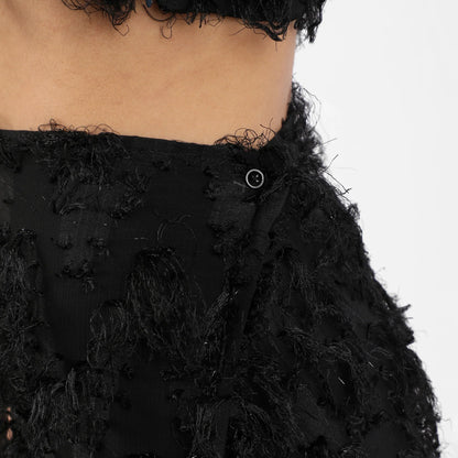 Jet Black Tassel Crop Co-Ords