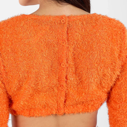 Orange Sherpa Cut-Out Dress