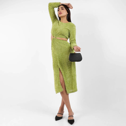 Orange Sherpa Cut-Out Dress