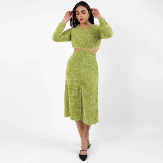 Orange Sherpa Cut-Out Dress