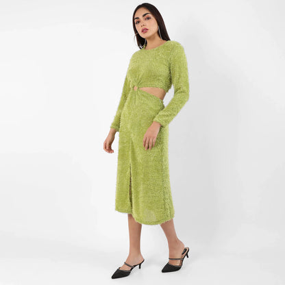 Orange Sherpa Cut-Out Dress