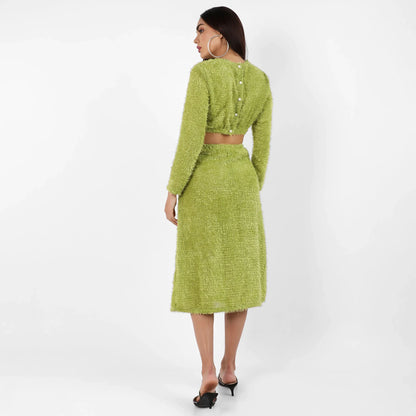 Orange Sherpa Cut-Out Dress