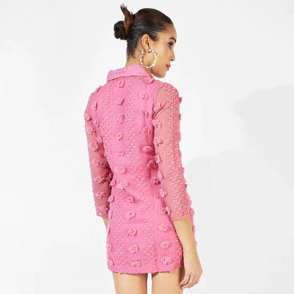 Pink Single-Breasted Blazer Dress