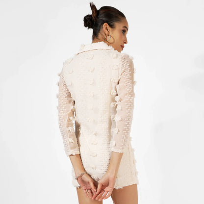 beige Single-Breasted Blazer Dress