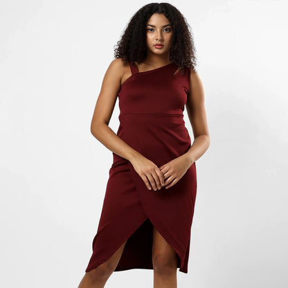 SOLID MAROON DRESS