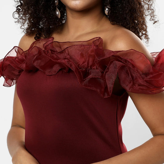 SOLID MAROON DRESS