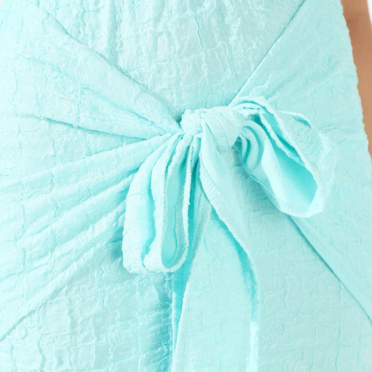 Light Blue Solid Cutout Dress