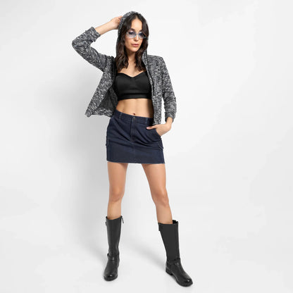 Charcoal Grey Textured Hoodie With Zip-Closure
