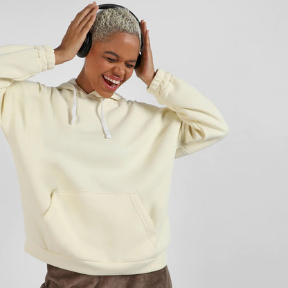 Off-White Oversized Basic Hoodie With Kangaroo Pocket