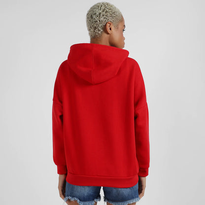 Crimson Red Oversized Basic Hoodie With Kangaroo Pocket