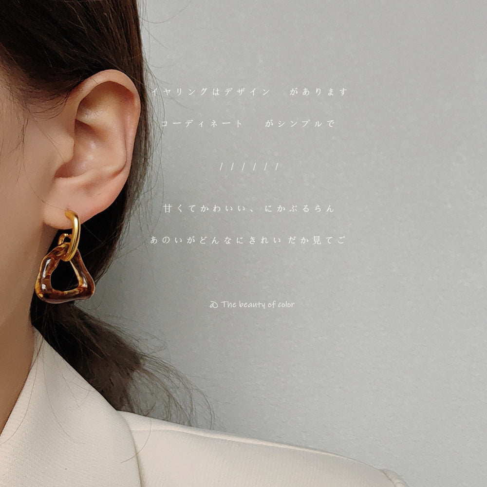 Brown Geometric Pin Earrings JLT11527 Just Lil Things