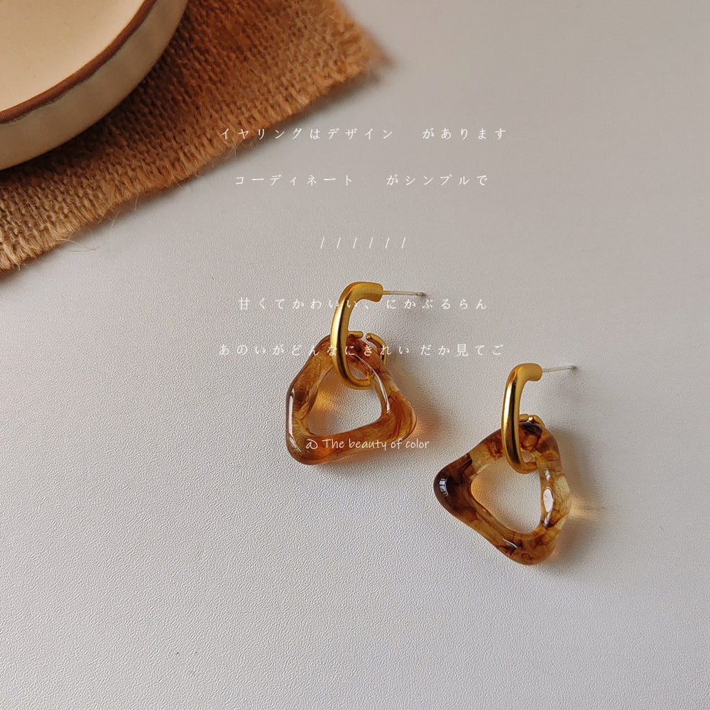 Brown Geometric Pin Earrings JLT11527 Just Lil Things