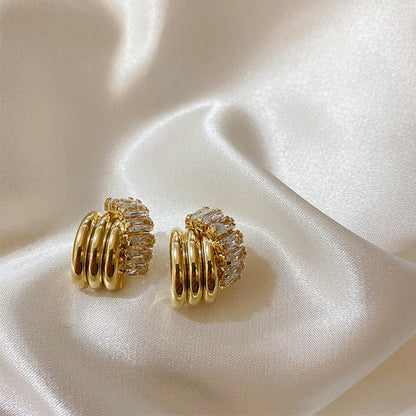 Glossy Polish Crystal Stacked Hoop Earrings jlt11683 Just Lil Things