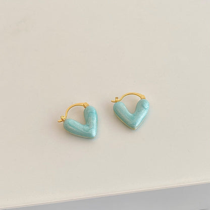 Turquoise Heart Hoop Earrings JLT11727 Just Lil Things