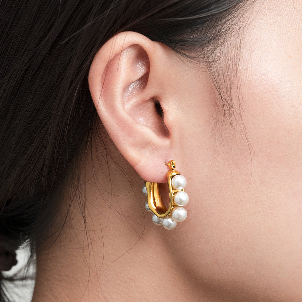 Gold Pearl Hoop Earrings JLT11729 Just Lil Things