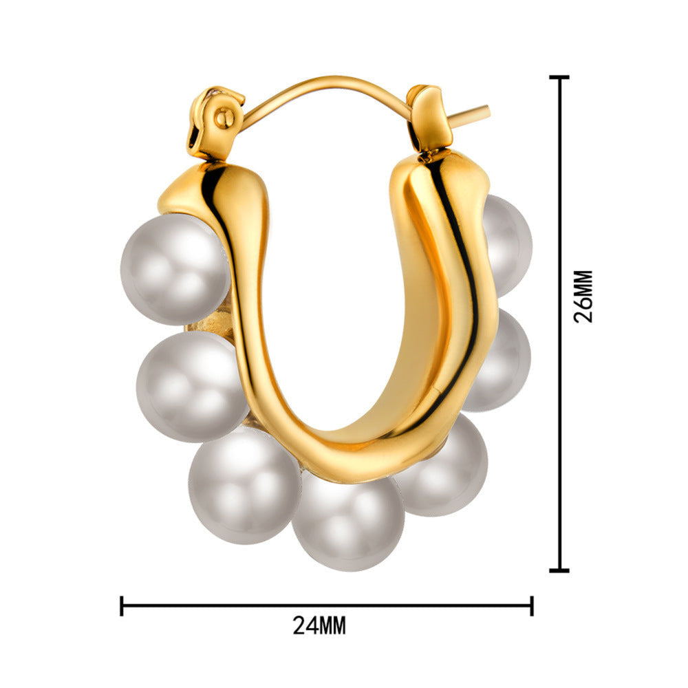 Gold Pearl Hoop Earrings JLT11729 Just Lil Things