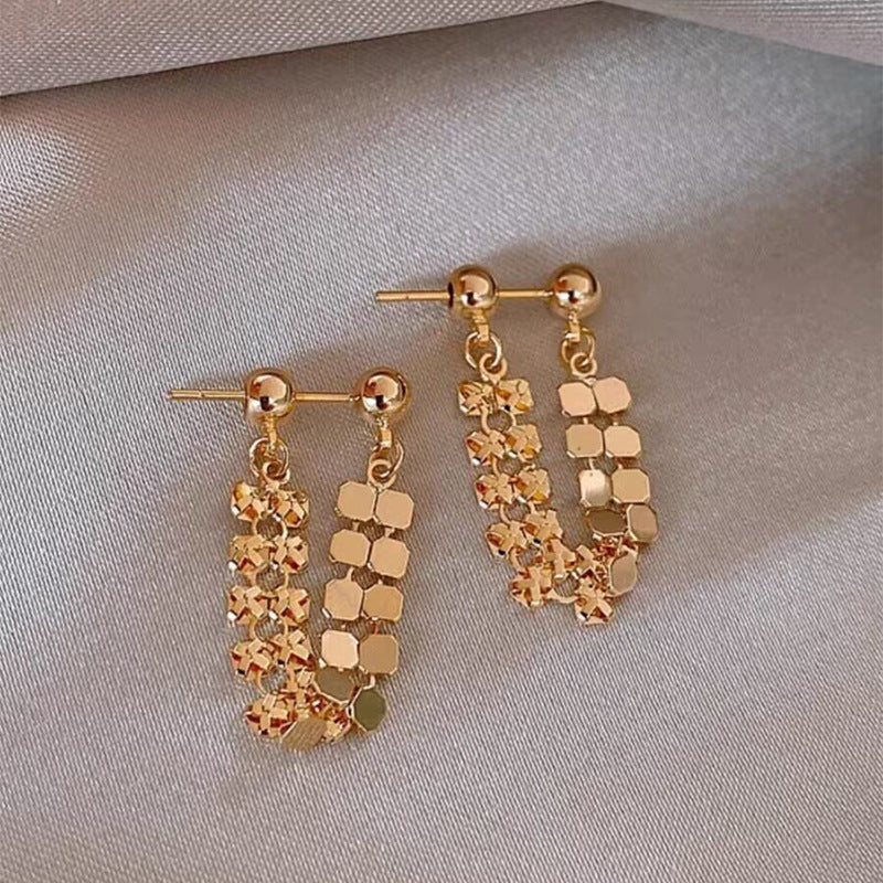Elegant Hexagonal U Link Hoop Earrings jlt11793 Just Lil Things