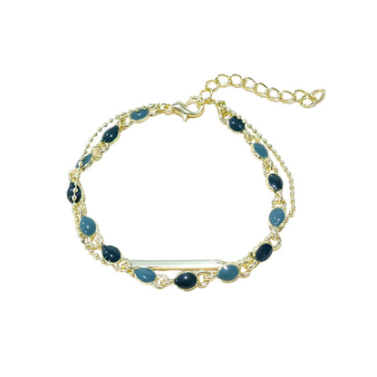 Just Lil Things Artificial Emerald & Grey Dual-Layer| Minimal Elegant Bracelets jltb0260 Just Lil Things