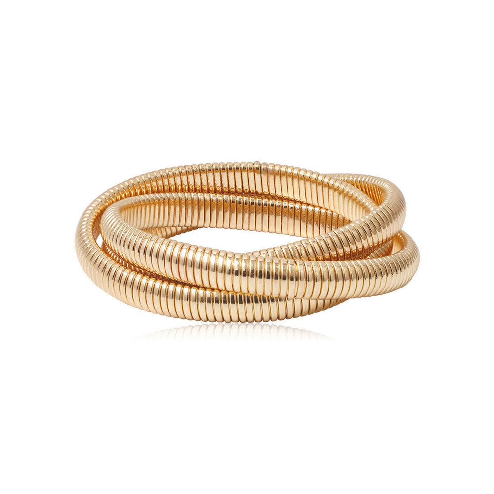 Just Lil Things Artificial Golden Coil Wrap – Flexible Stack Design Bracelets jltb0325 Just Lil Things