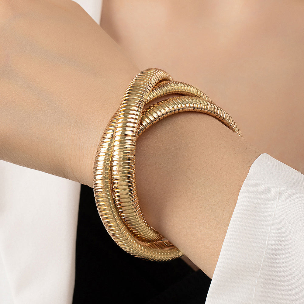 Just Lil Things Artificial Golden Coil Wrap – Flexible Stack Design Bracelets jltb0325 Just Lil Things