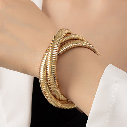 Just Lil Things Artificial Golden Coil Wrap – Flexible Stack Design Bracelets jltb0325 Just Lil Things