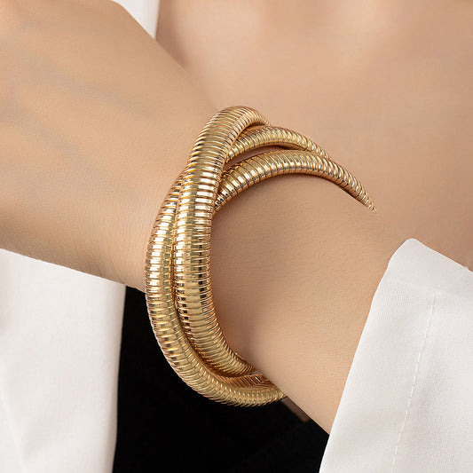 Just Lil Things Artificial Golden Coil Wrap – Flexible Stack Design Bracelets jltb0325 Just Lil Things