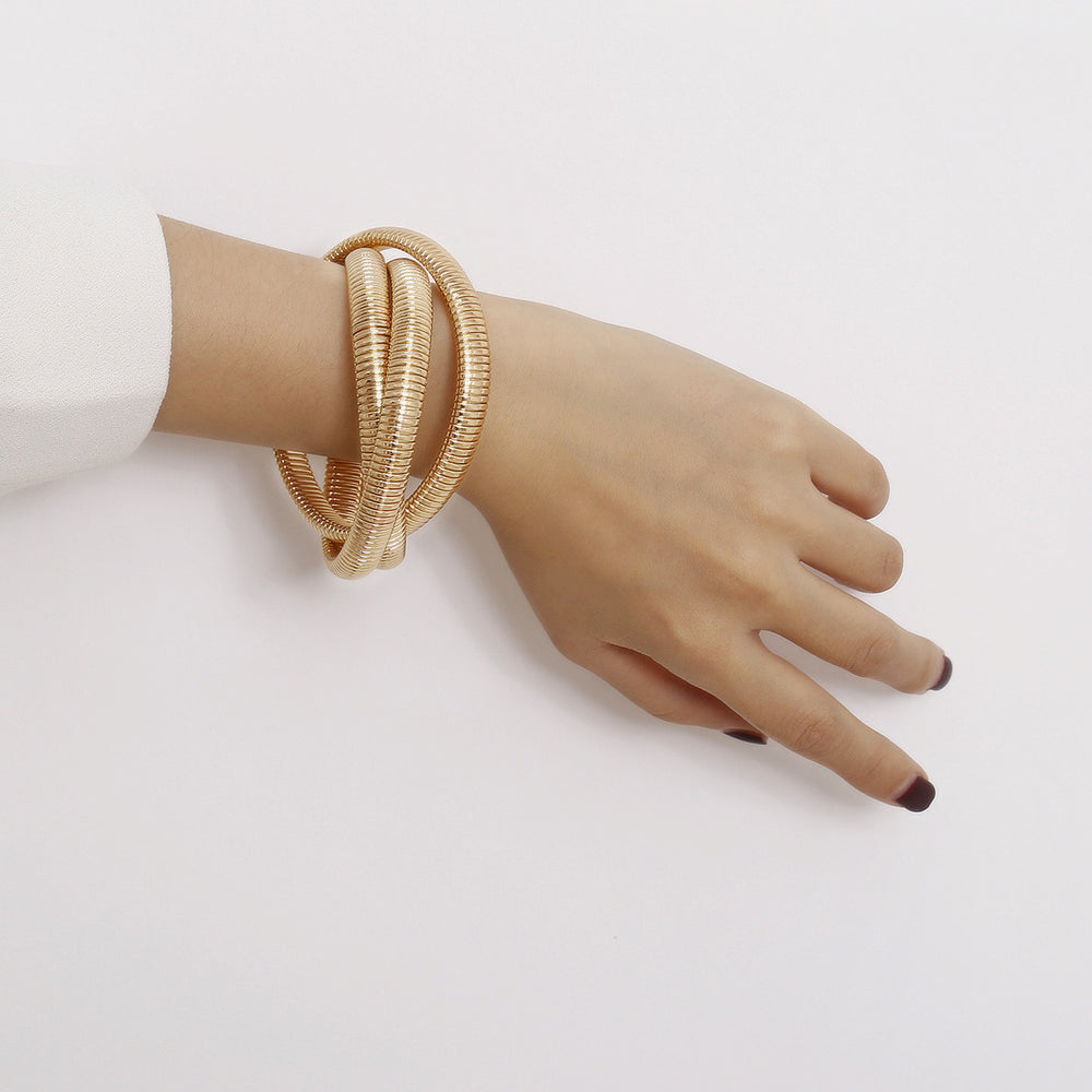 Just Lil Things Artificial Golden Coil Wrap – Flexible Stack Design Bracelets jltb0325 Just Lil Things