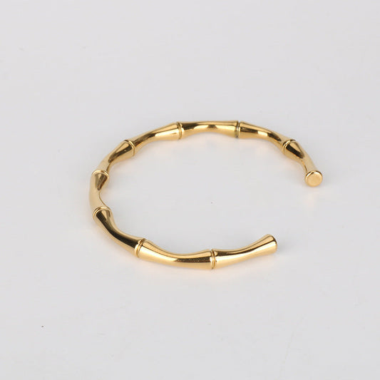 Just Lil Things Artificial Golden Bamboo Textured Open Cuff Bracelets jltb0332 Just Lil Things