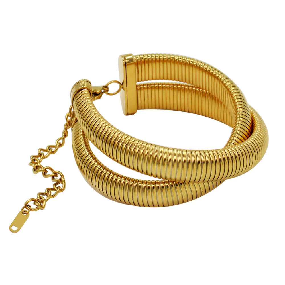 Just lil things artificial Gold Coil Wrap Bracelet – Modern Adjustable Statement Piece JLTPB0394 Just Lil Things