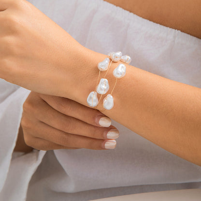 Just lil things Baroque Pearl Wire Wrap Bracelets – Elegant Minimalist Jewelry JLTB0435 Just Lil Things