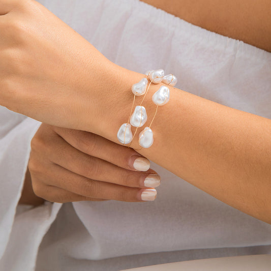 Just lil things Baroque Pearl Wire Wrap Bracelets – Elegant Minimalist Jewelry JLTB0435 Just Lil Things