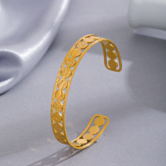Just lil things Artificial Hollow Link Cuff – Elegant Textured Design Bracelets jltb0469 Just Lil Things
