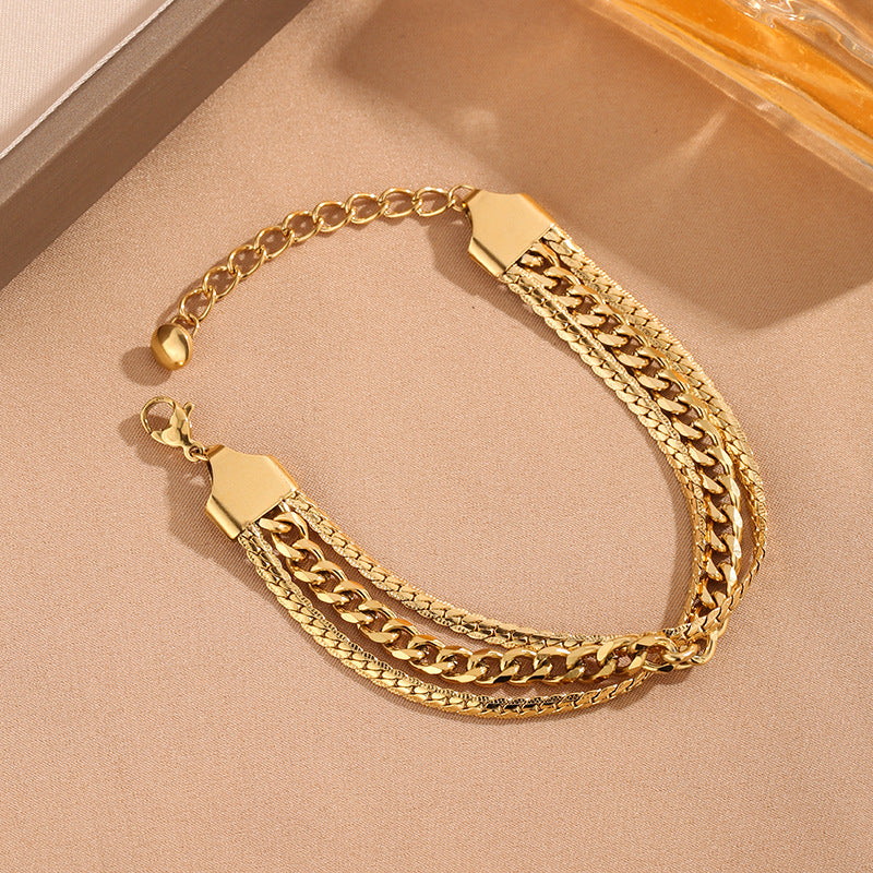 Elegant Adjustable Multi Layer Chain Gold Bracelet JLTB0605 Just Lil Things