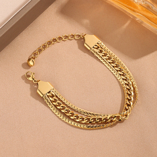 Elegant Adjustable Multi Layer Chain Gold Bracelet JLTB0605 Just Lil Things