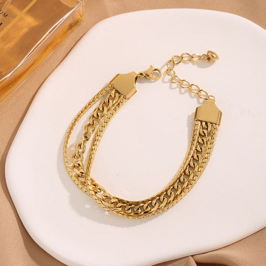 Elegant Adjustable Multi Layer Chain Gold Bracelet JLTB0605 Just Lil Things