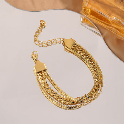Elegant Adjustable Multi Layer Chain Gold Bracelet JLTB0605 Just Lil Things