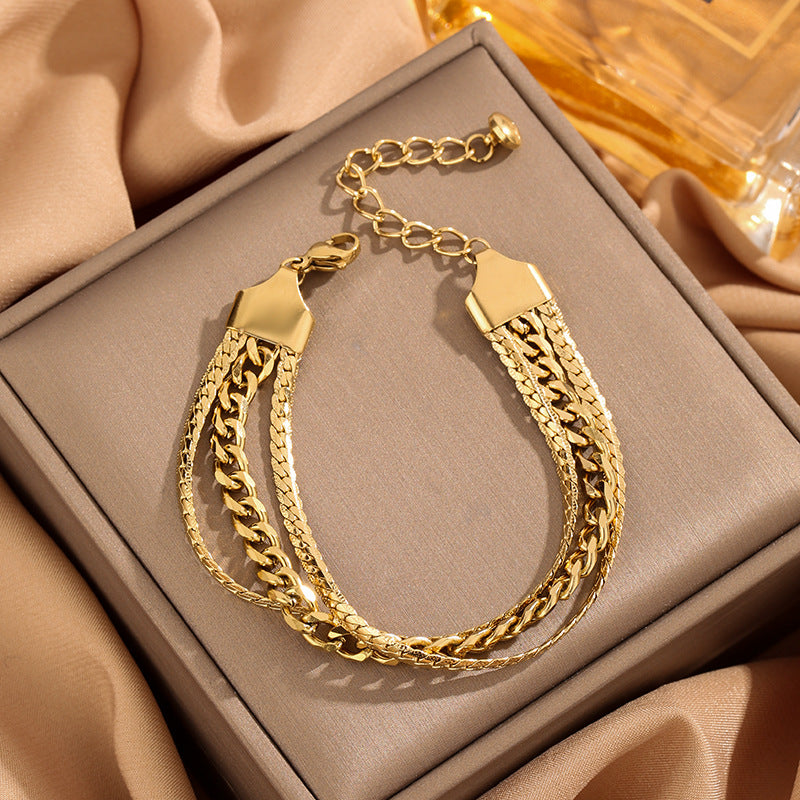 Elegant Adjustable Multi Layer Chain Gold Bracelet JLTB0605 Just Lil Things
