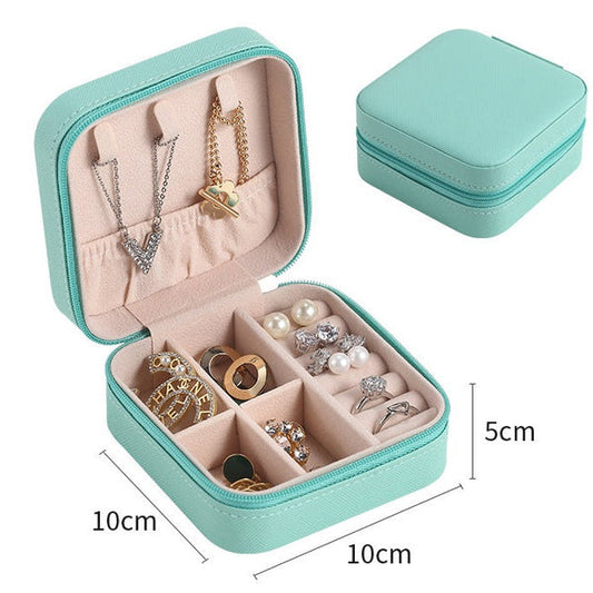 Black Travel Jewelry Organizer Case Compact Storage Box for Rings, Earrings, and Necklaces