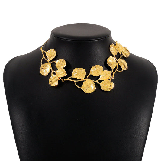 Golden Leaf Choker Necklace JLTN0699 Just Lil Things