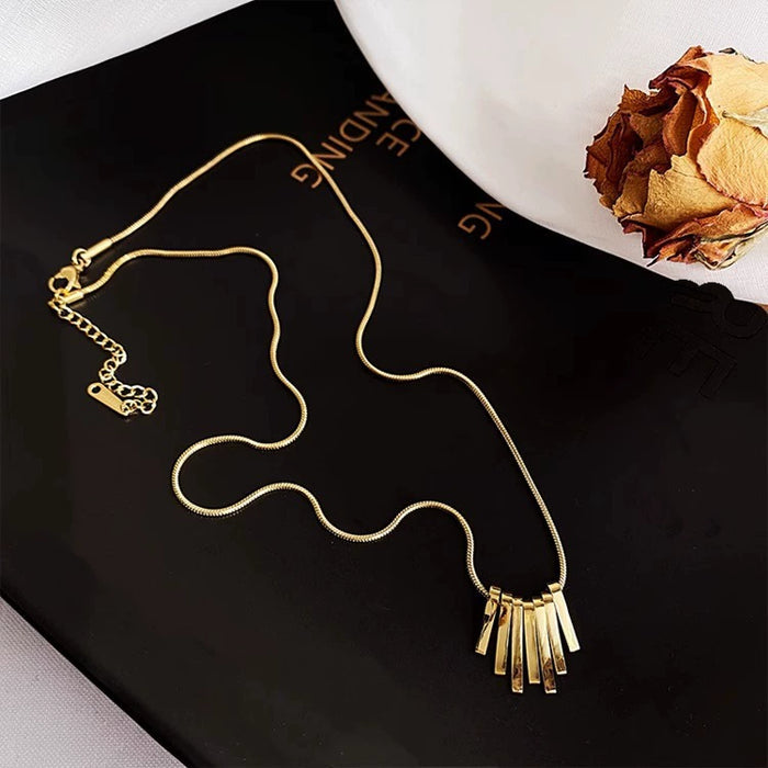 Vertical cascading pendant chain Necklace- JLTN0707 Just Lil Things