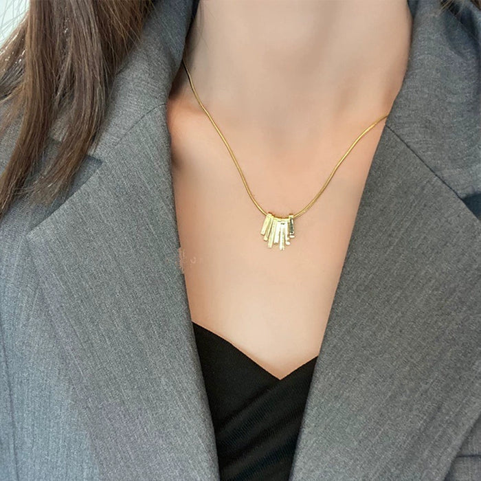 Vertical cascading pendant chain Necklace- JLTN0707 Just Lil Things